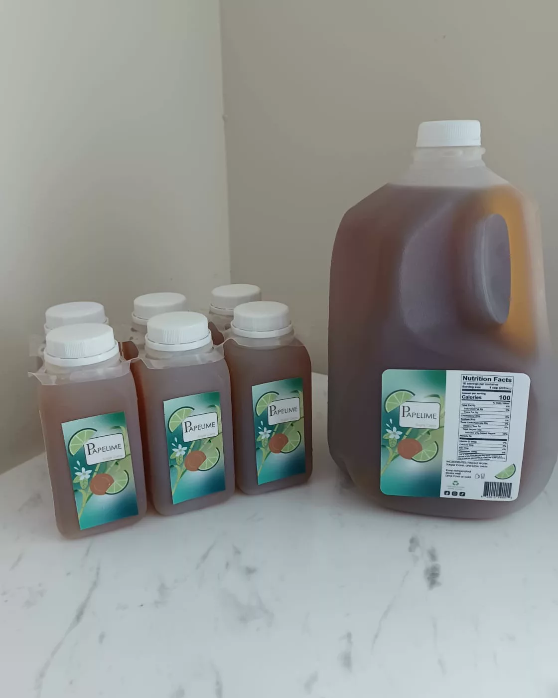 PAPELIME papelón con limón — six pack of 12 oz bottles and 1 gallon jug